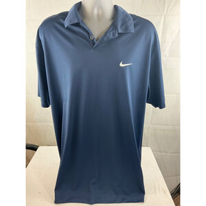 Nike Dri-Fit Golf Polo Shirt Men's XXL Navy Blue Short Sleeve Used